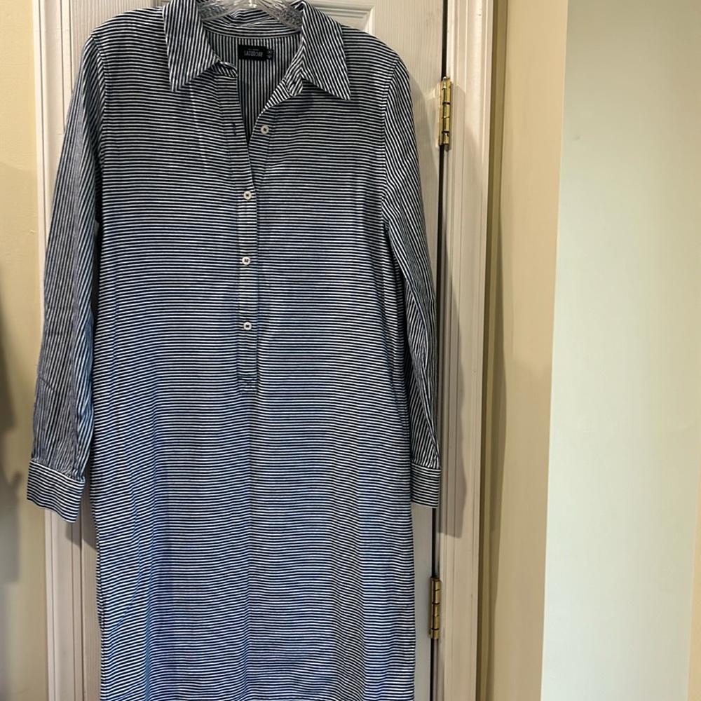 Kate Spade Saturday Pin Stripe Long Sleeve Shirt Dress Size M